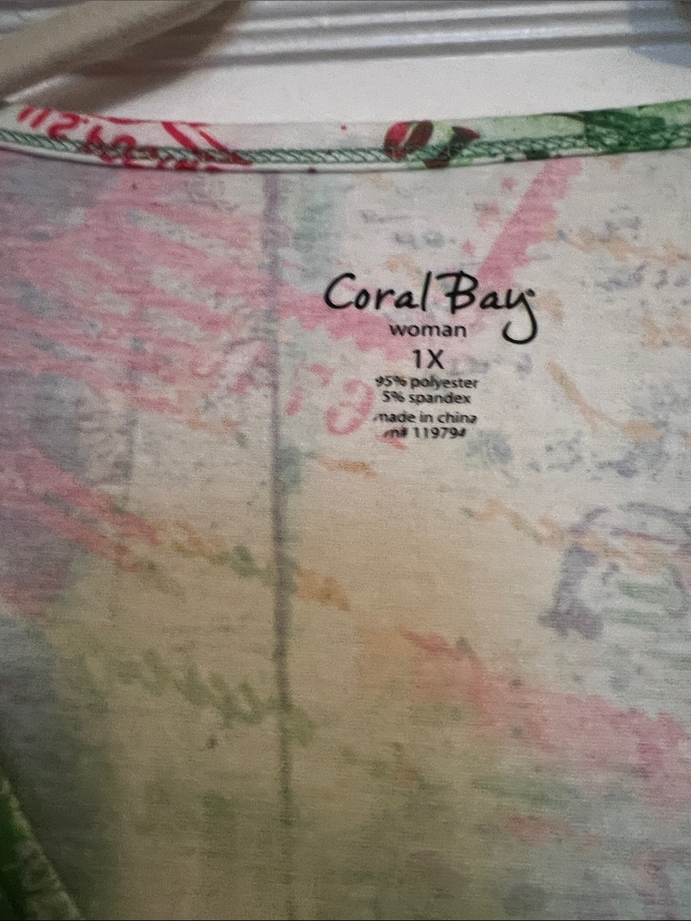 Coral Bay Red, Green & Teal Flamingo Tropical Print Short Sleeve Tee - Picture 2 of 2